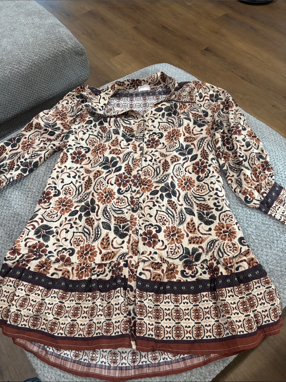 Women’s Floral Boho Dress in Cream and Brown